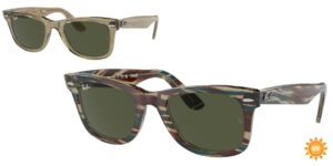 0RB2140 WAYFARER 138731 - Photo Striped Grey - Green - Size 50