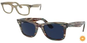 0RB2140 WAYFARER 1387GG - Photo Striped Grey - Clear/Blue - Size 50