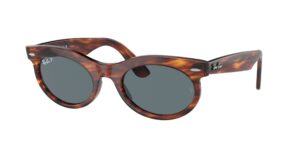 0RB2242 WAYFARER OVAL 954/3R - Striped Havana - Dark Blue Polarized - Size 50