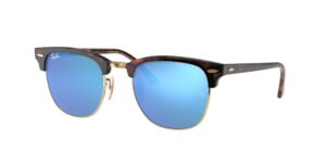 0RB3016 CLUBMASTER 114517 - Havana On Gold - Blue Flash - Size 49