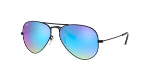 0RB3025 AVIATOR LARGE METAL 002/4O - Black - Blue Flash - Size 55