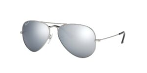 0RB3025 AVIATOR LARGE METAL 019/W3 - Silver - Dark Grey Polarized - Size 58