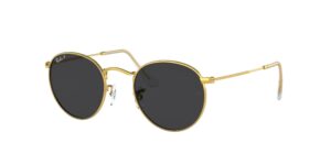 0RB3447 ROUND METAL 919648 - Gold - Black Polarised - Size 50