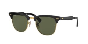 0RB3507 CLUBMASTER ALUMINUM 136/N5 - Black On Gold - G-15 Green Polarised - Size 51