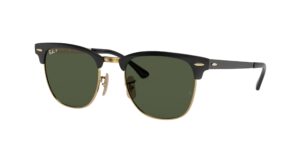0RB3716 CLUBMASTER METAL 187/58 - Black On Gold - G-15 Green Polarised - Size 51