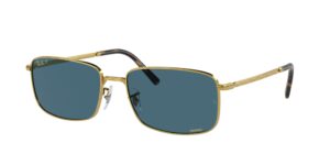 0RB3717 9196S2 - Gold - Blue Polarised+ - Size 57