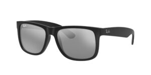 0RB4165 JUSTIN 622/6G - Rubber Black - Grey Mirror Silver - Size 51