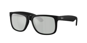 0RB4165 JUSTIN 622/Y4 - Rubber Black - Green Mirror Silver Polarised - Size 51