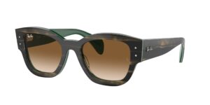 0RB7681S JORGE 140251 - Striped Green On Green - Clear & Brown - Size 52