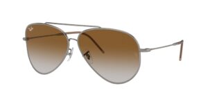 0RBR0101S AVIATOR REVERSE 004/CB - Gunmetal - Brown - Size 62