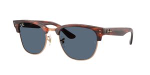0RBR0504S CLUBMASTER REVERSE 13983A - Striped Havana On Rose Gold - Dark Blue - Size 51