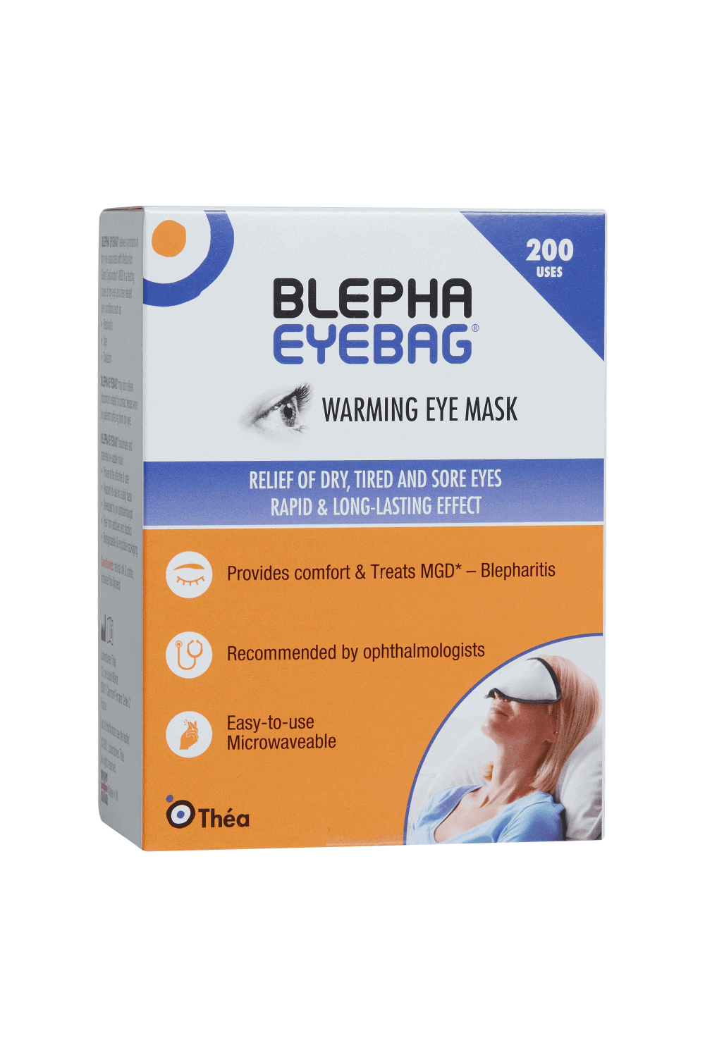 Blepha Eyebag warming eye mask for relief of tired eyes and blepharitis.