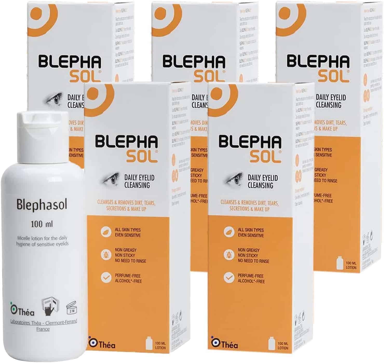 Blephasol eyelid cleansing solution for sensitive eyes and eyelids.
