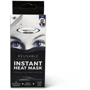 Reusable antibacterial instant heat mask for dry, tired, and gritty eyes.