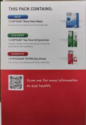 Hycosan and Optase eye care products for eye health routine.